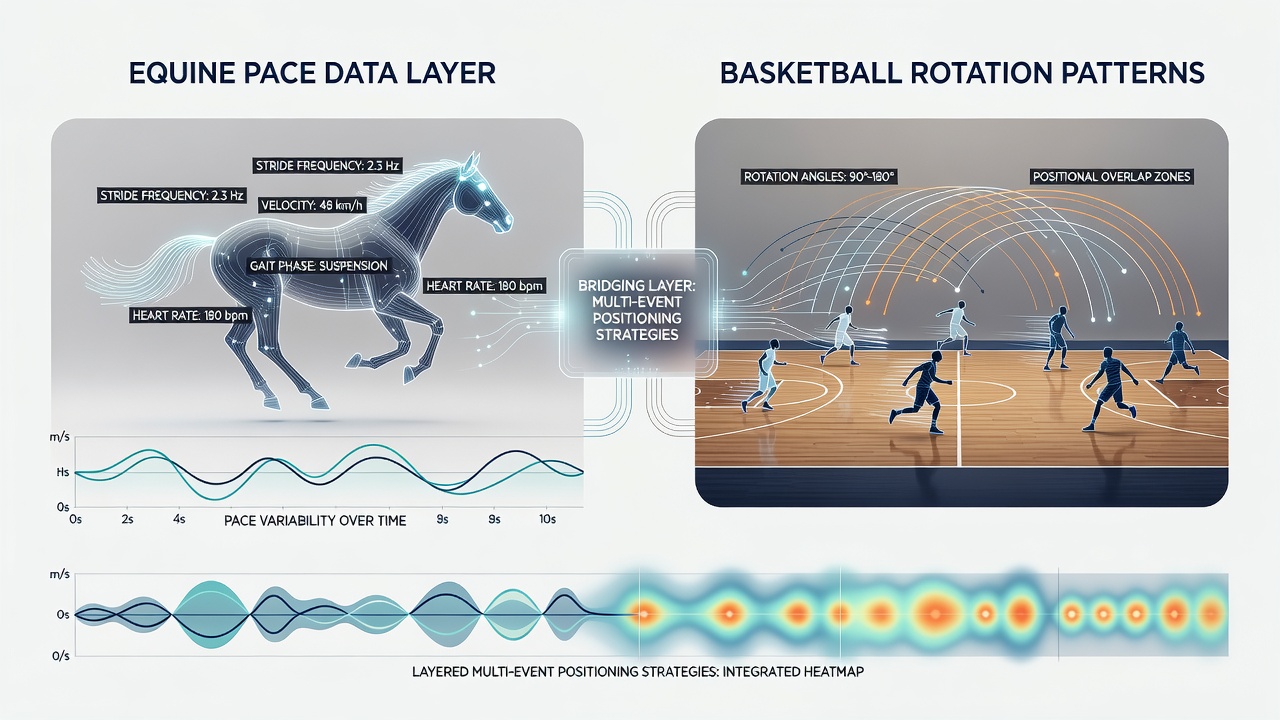 Dashboard screenshot showing integrated equine and basketball datasets for strategic positioning analysis