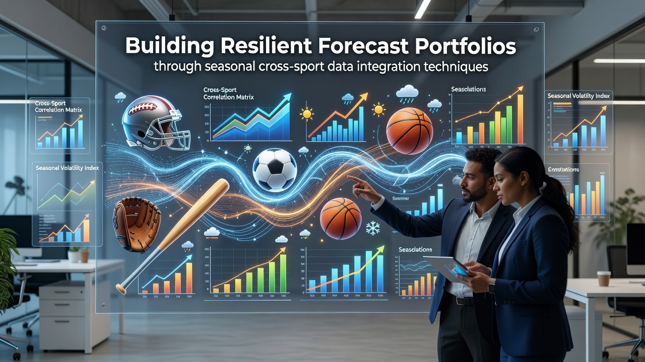 Data analysts reviewing seasonal sports metrics on multiple screens in a modern control room