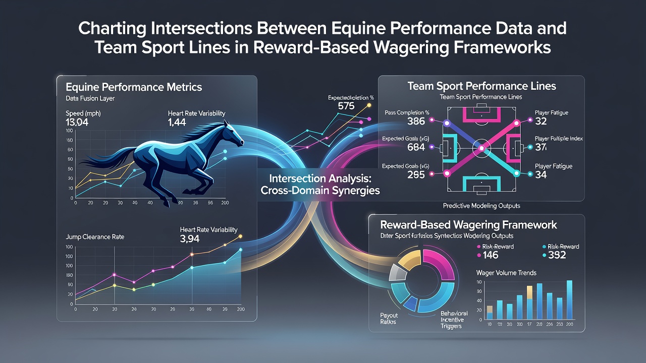 Visual representation of equine performance metrics overlaid with team sport betting lines in data visualization dashboards