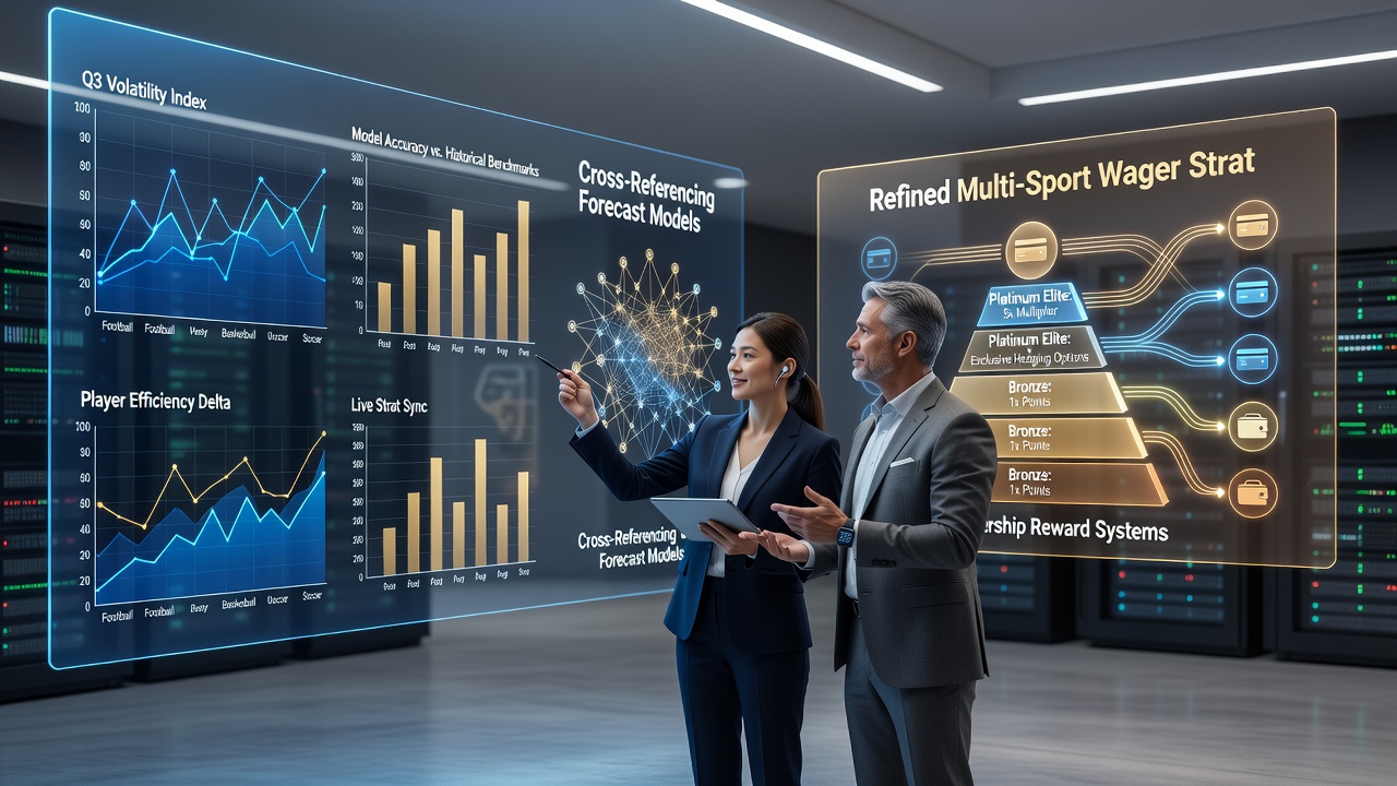 Diagram showing multi-sport wager refinement using reward systems and predictive models