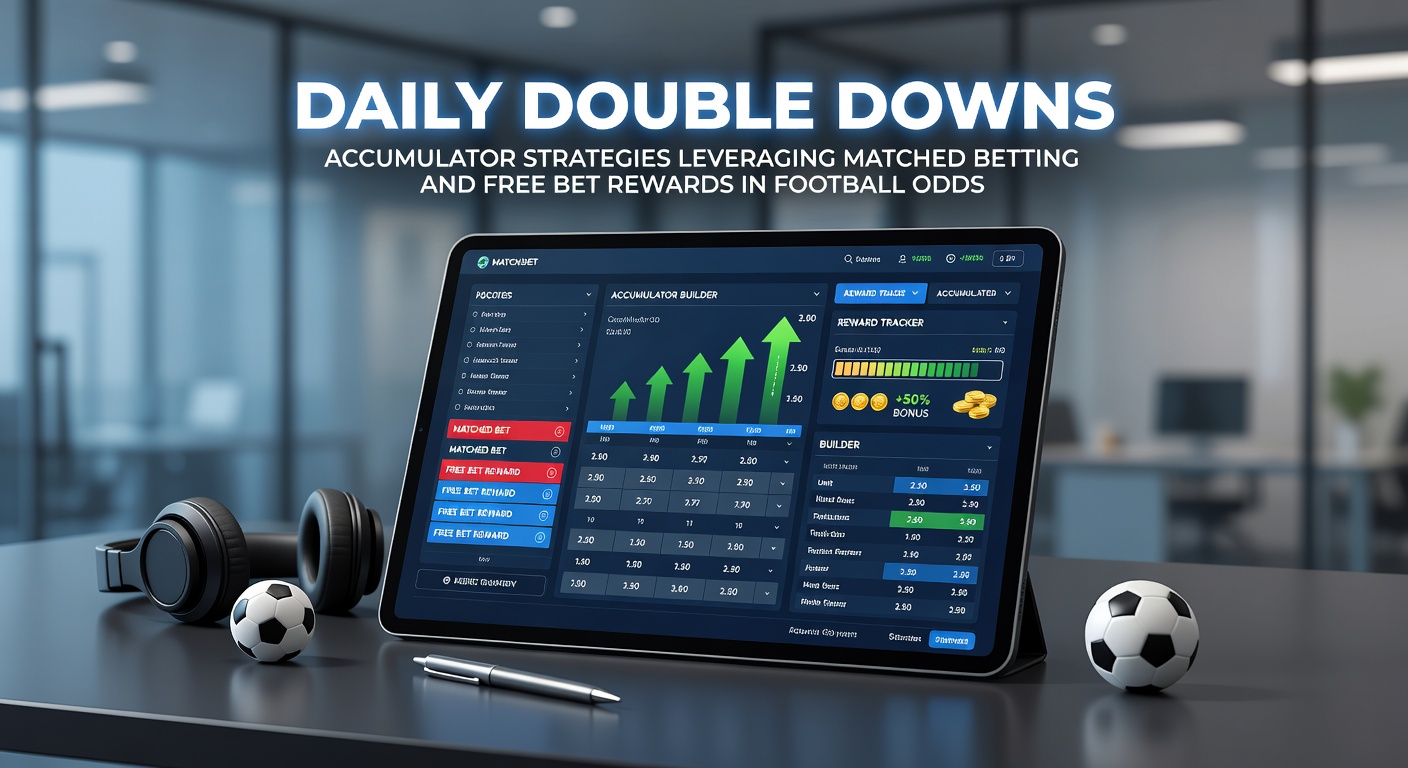 Visual breakdown of a daily double down accumulator bet layout on a football odds screen, highlighting matched stakes and free bet conversions