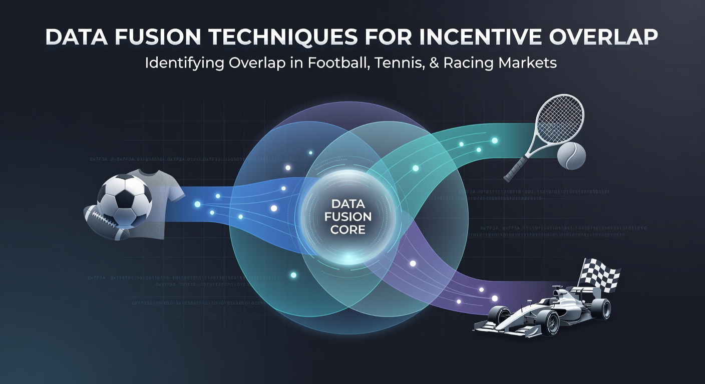 Data visualization showing fused datasets from football, tennis, and racing incentive programs with overlapping segments highlighted