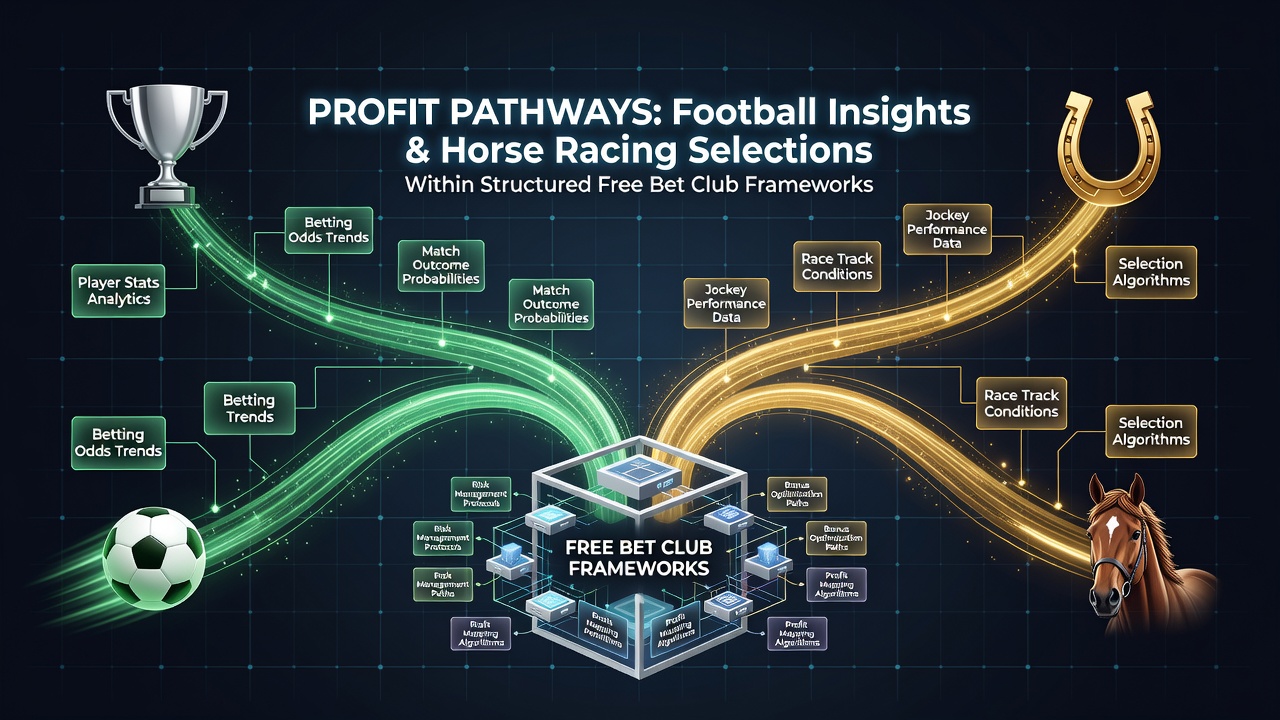 Visual representation of profit mapping pathways connecting football and horse racing data within free bet club structures
