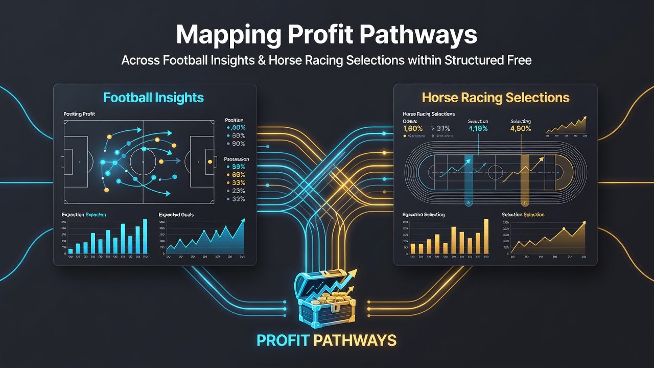 Illustration showing layered accumulator construction using football odds and horse racing selections inside free bet club tools