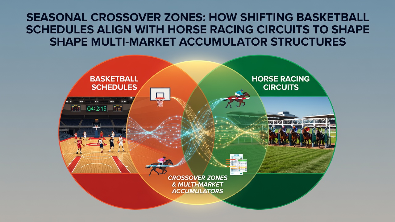 Seasonal crossover zones showing basketball and horse racing schedule overlaps for accumulator betting structures