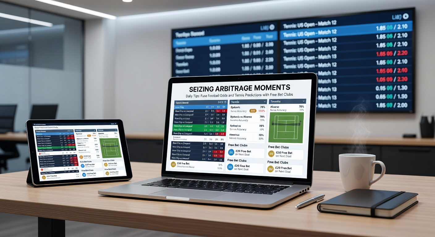 Dynamic chart illustrating free bet club integrations with tennis prediction arbs and football odds overlays for maximized returns