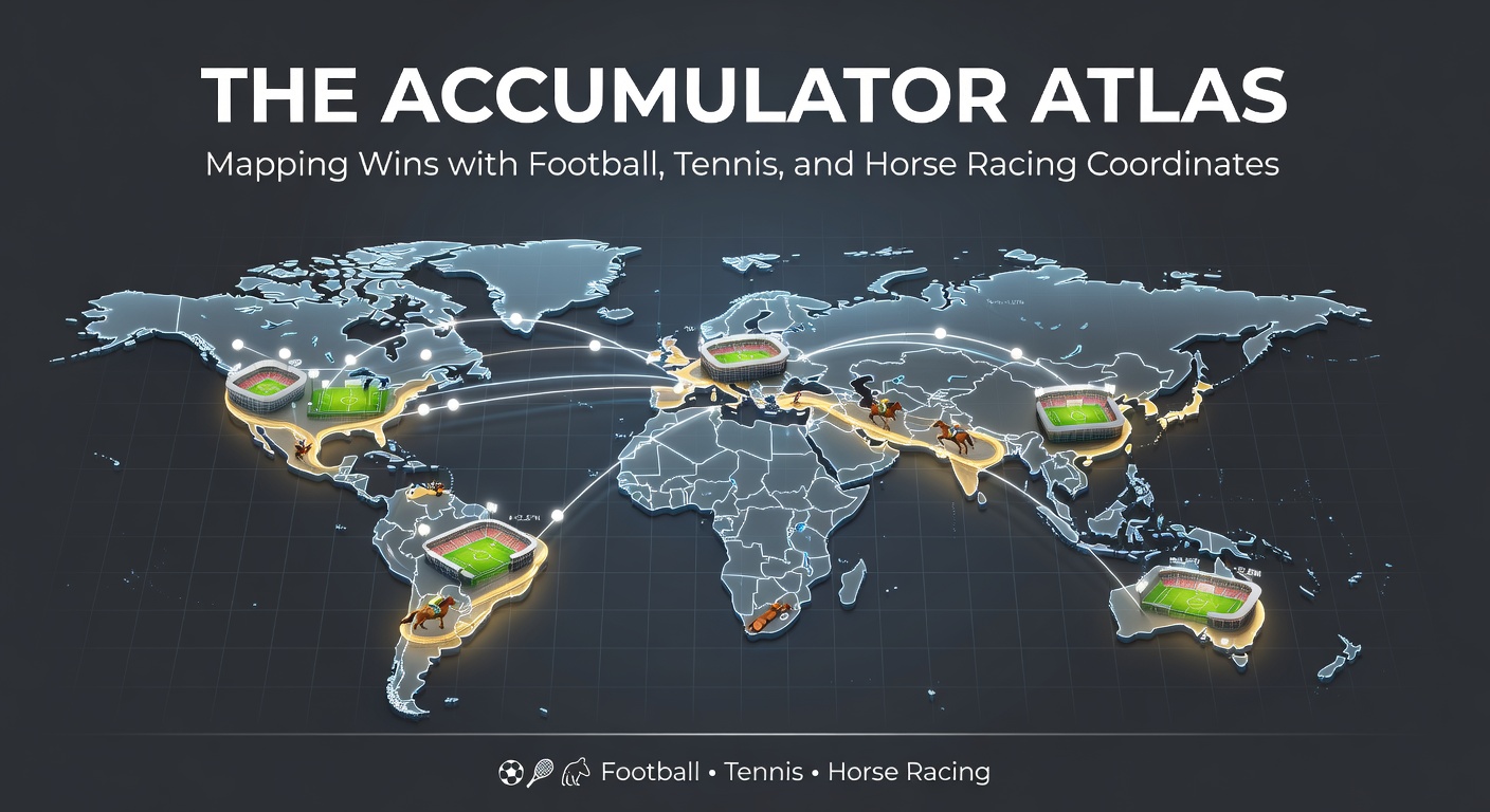 Visual map overlaying football pitches, tennis courts, and horse racing tracks to illustrate accumulator bet coordinates